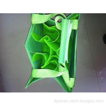 6 Bottles Wine Non Woven Shopping Bag Degradable Green Embo
